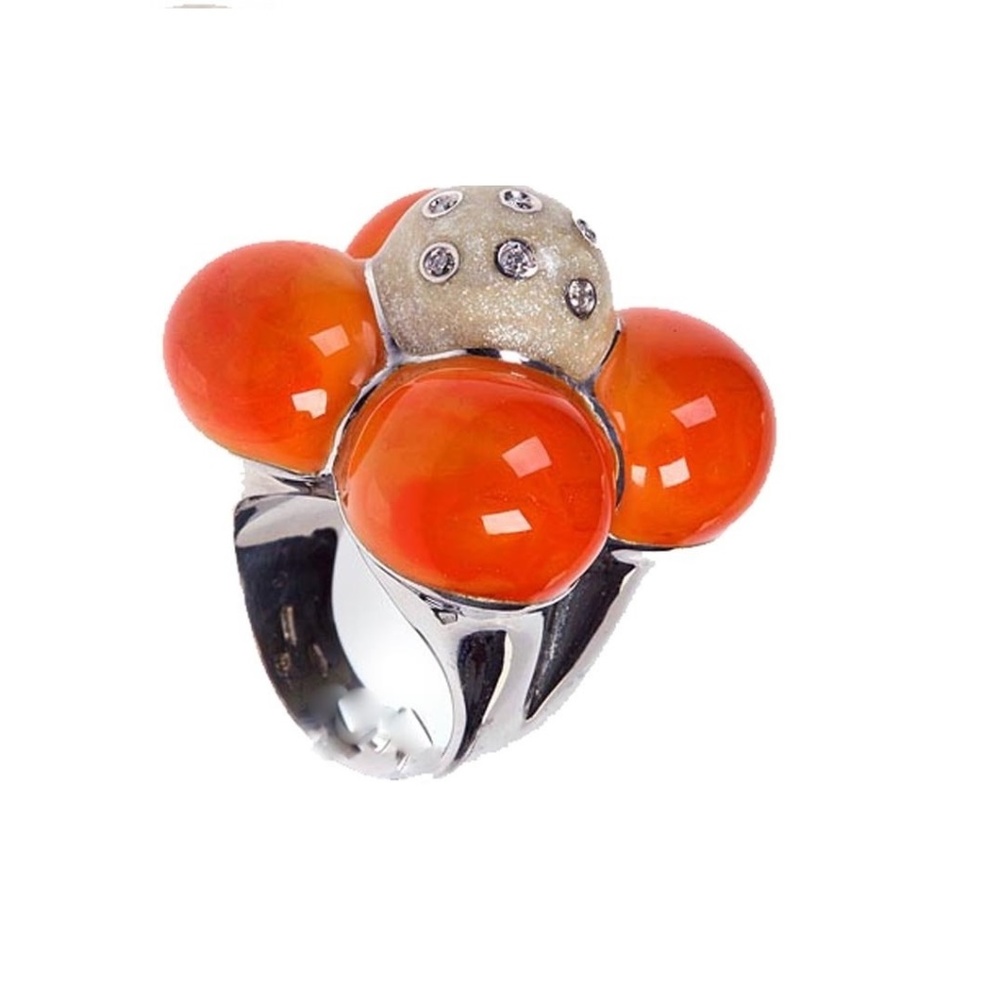 Made in Italy hand made Enamel, Diamonds ring